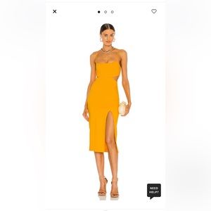 Hours Hayden cut out dress in canary yellow/orange